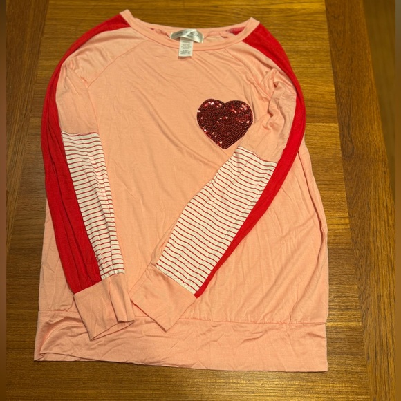 Love Kuza Pink and Red Heart Long Sleeve Top NWOT LAST CHANCE! - Picture 4 of 9